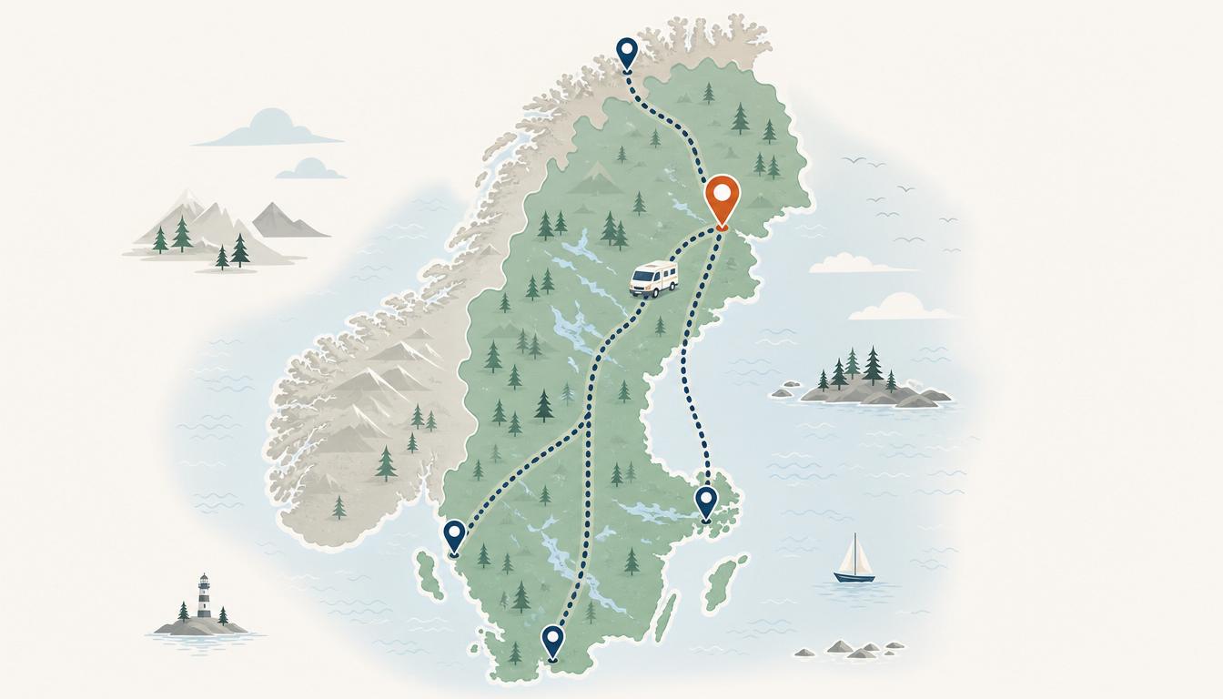 Karta över leveransområdet från Kalix till hela Sverige och norra Norge